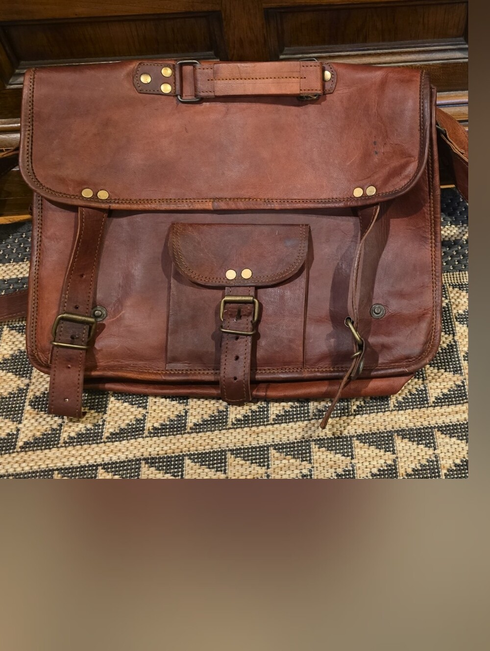 Classic Brown Leather Messenger Bag for Men
